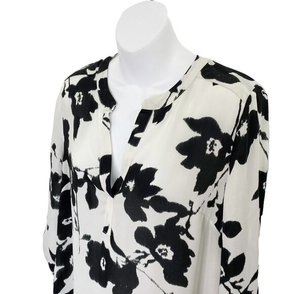 Daniel Rainn Blouse Woman’s Medium Koda Split Neck Floral Tunic Tab Sleeve - Picture 4 of 11